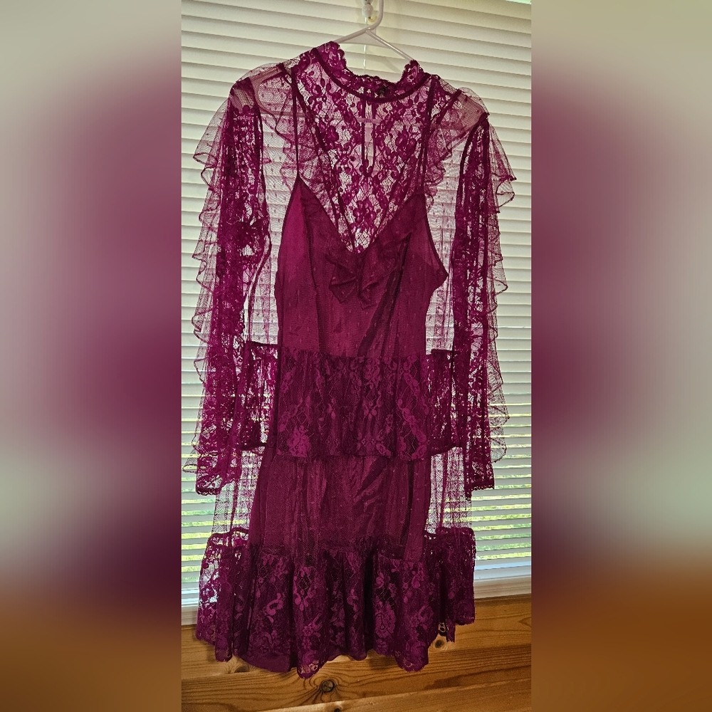 Temperley London Elegant Lace Magenta Dress Size 8 - Picture 6 of 8